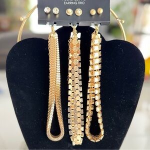 9 pcs Gold Tone Chain Necklace and Earrings Set